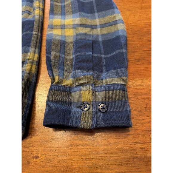 Large Bonobos Stretch Regular Fit Blue Plaid Flannel Shirt - Picture 4 of 9